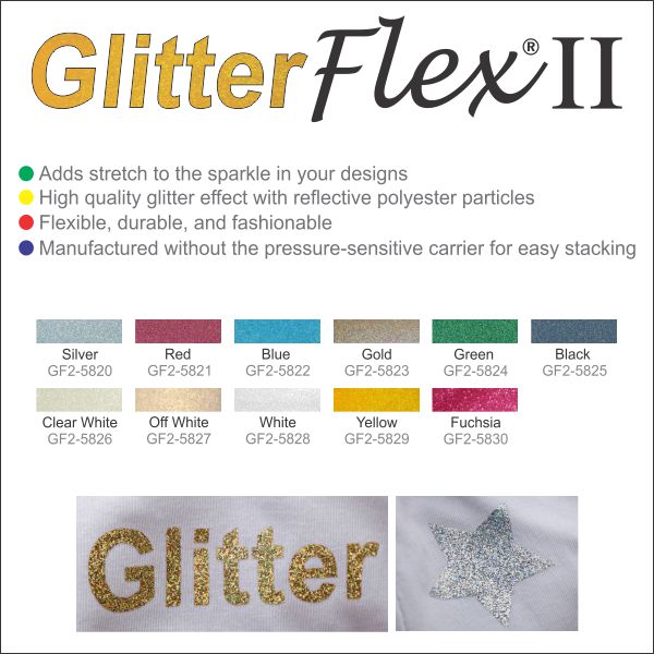 GlitterFlex II Clear White 12x19 HTV –