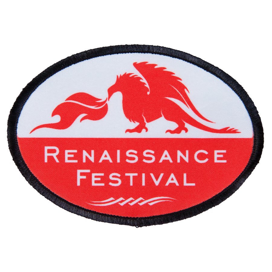 3 1/2" x 2 1/2" Oval Sublimatable Sublimation Patch with Adhesive & Black Border