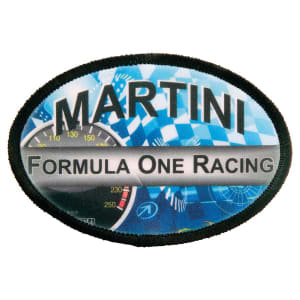 3" x 2" Oval Sublimatable Sublimation Patch with Adhesive & Black Border