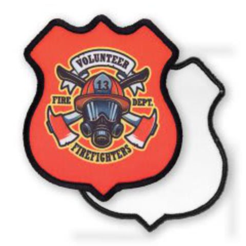 3" x 3 1/2" 4-Point Shield Sublimatable Sublimation Patch with Adhesive & Black Border
