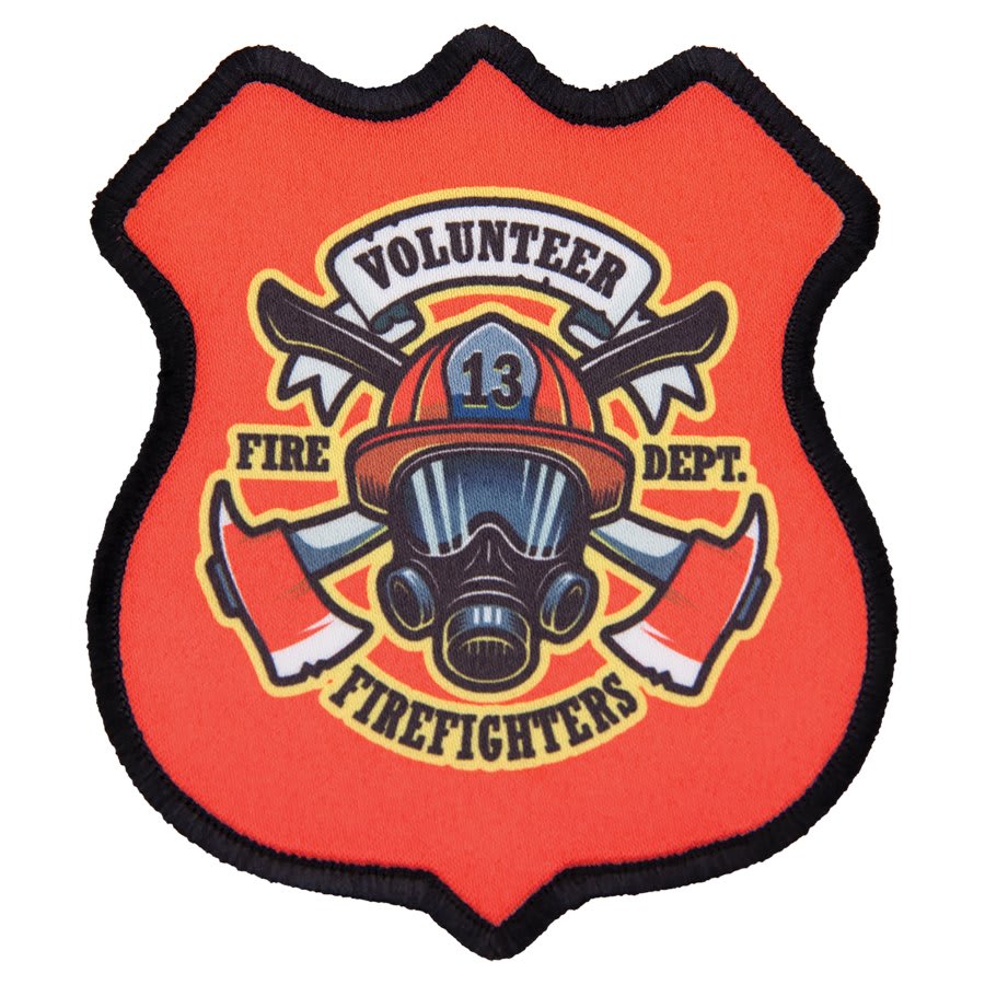 3" x 3 1/2" 4-Point Shield Sublimatable Sublimation Patch with Adhesive & Black Border