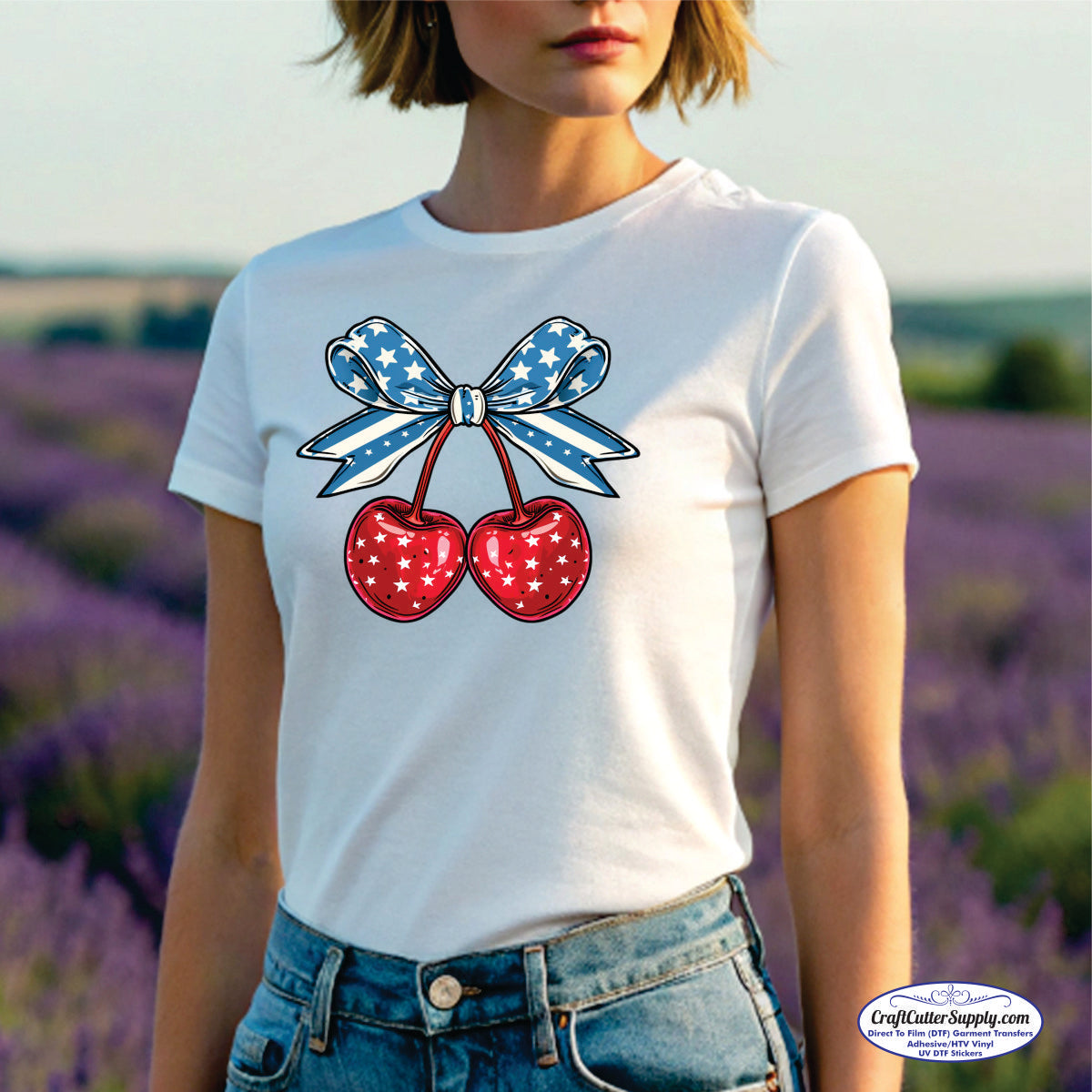 4th of July Cherries Bow (CCS DTF Transfer Only)