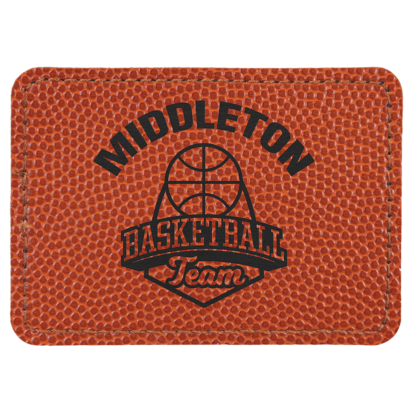 3 1/2" x 2 1/2" Rectangle Basketball Laserable/DTF/UV DTF Leatherette Patch with Heat Adhesive