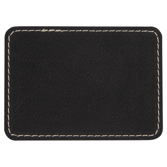 3 1/2" x 2 1/2" Rectangle Black Gold Laserable/DTF/UV DTF Leatherette Patch with Heat Adhesive