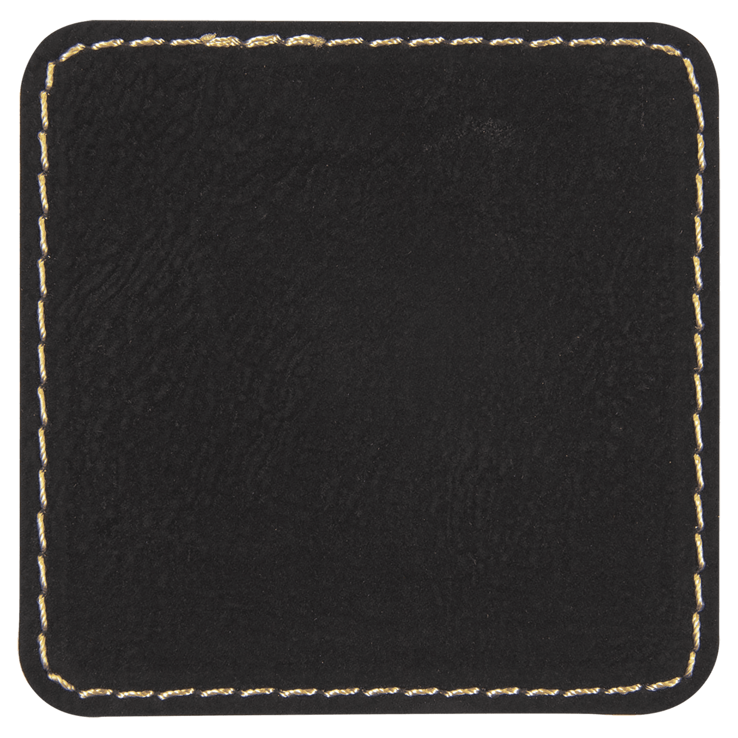 2 1/2" x 2 1/2" Square Black Gold Laserable/DTF/UV DTF Leatherette Patch with Heat Adhesive