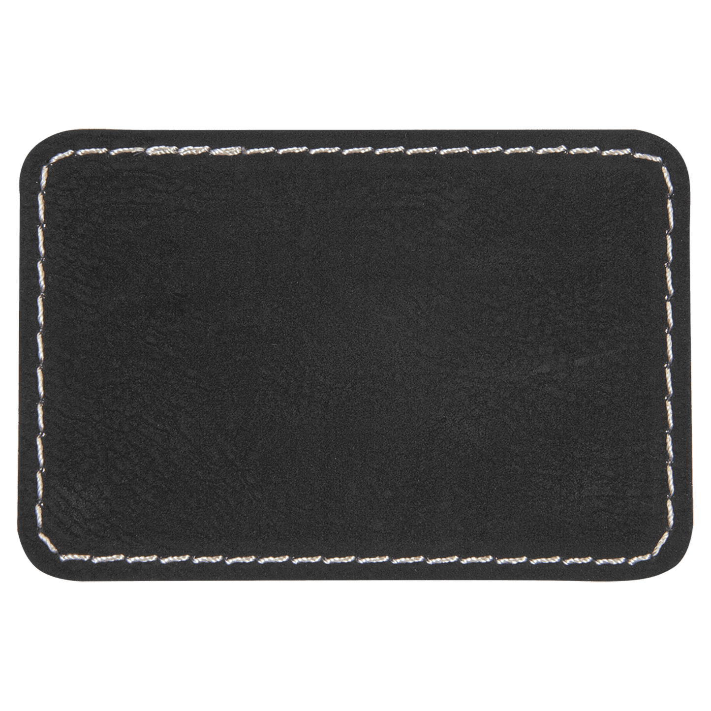 3" x 2" Rectangle Black Silver Laserable/DTF/UV DTF Leatherette Patch with Heat Adhesive