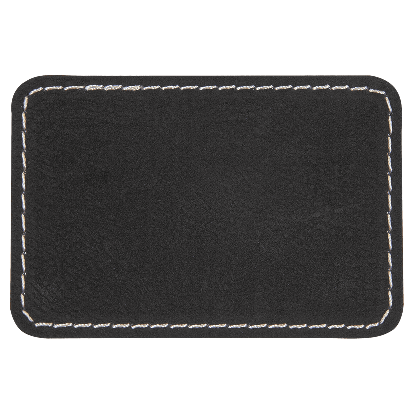 3 1/2" x 2 1/2" Rectangle Black Silver Laserable/DTF/UV DTF Leatherette Patch with Heat Adhesive