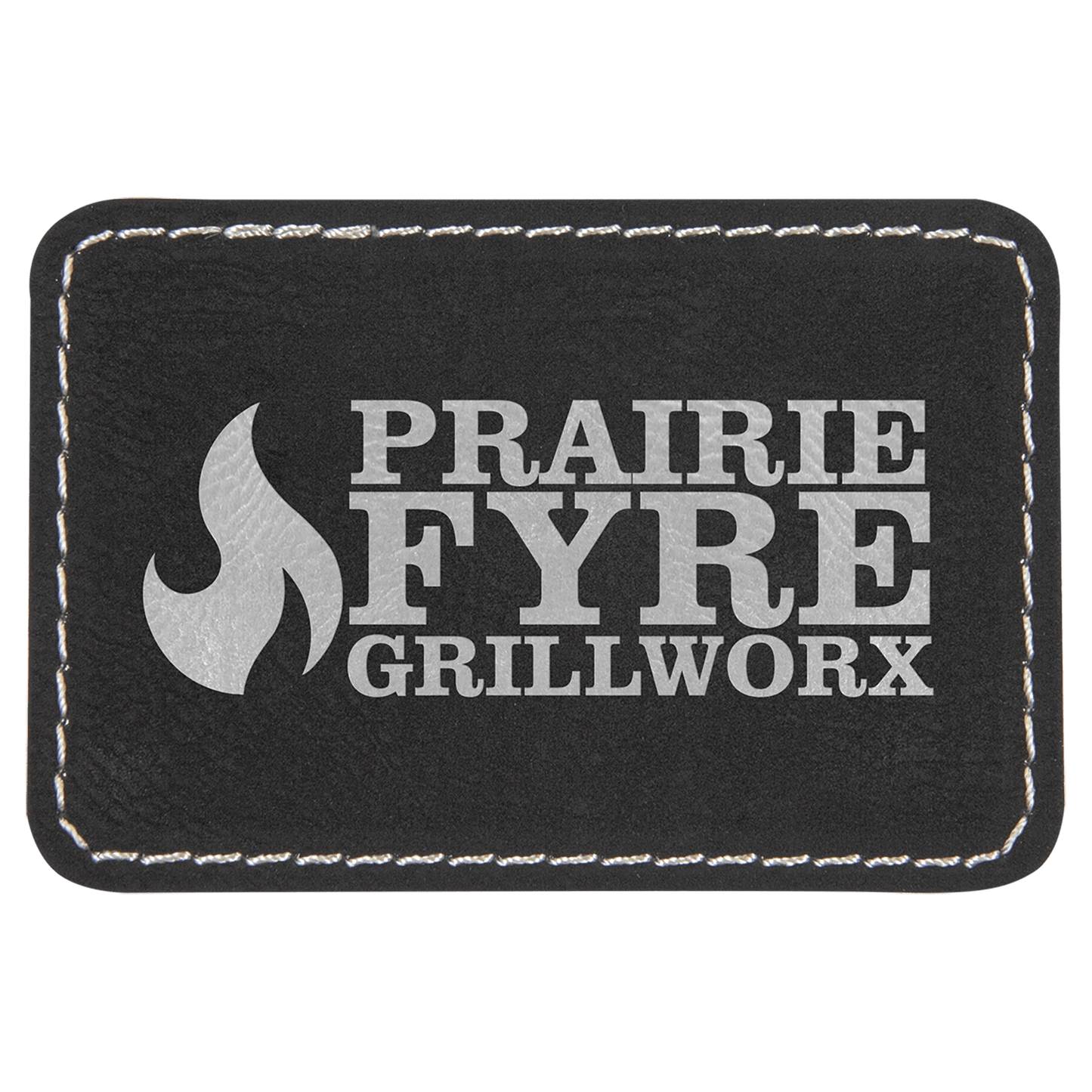 3 1/2" x 2 1/2" Rectangle Black Silver Laserable/DTF/UV DTF Leatherette Patch with Heat Adhesive