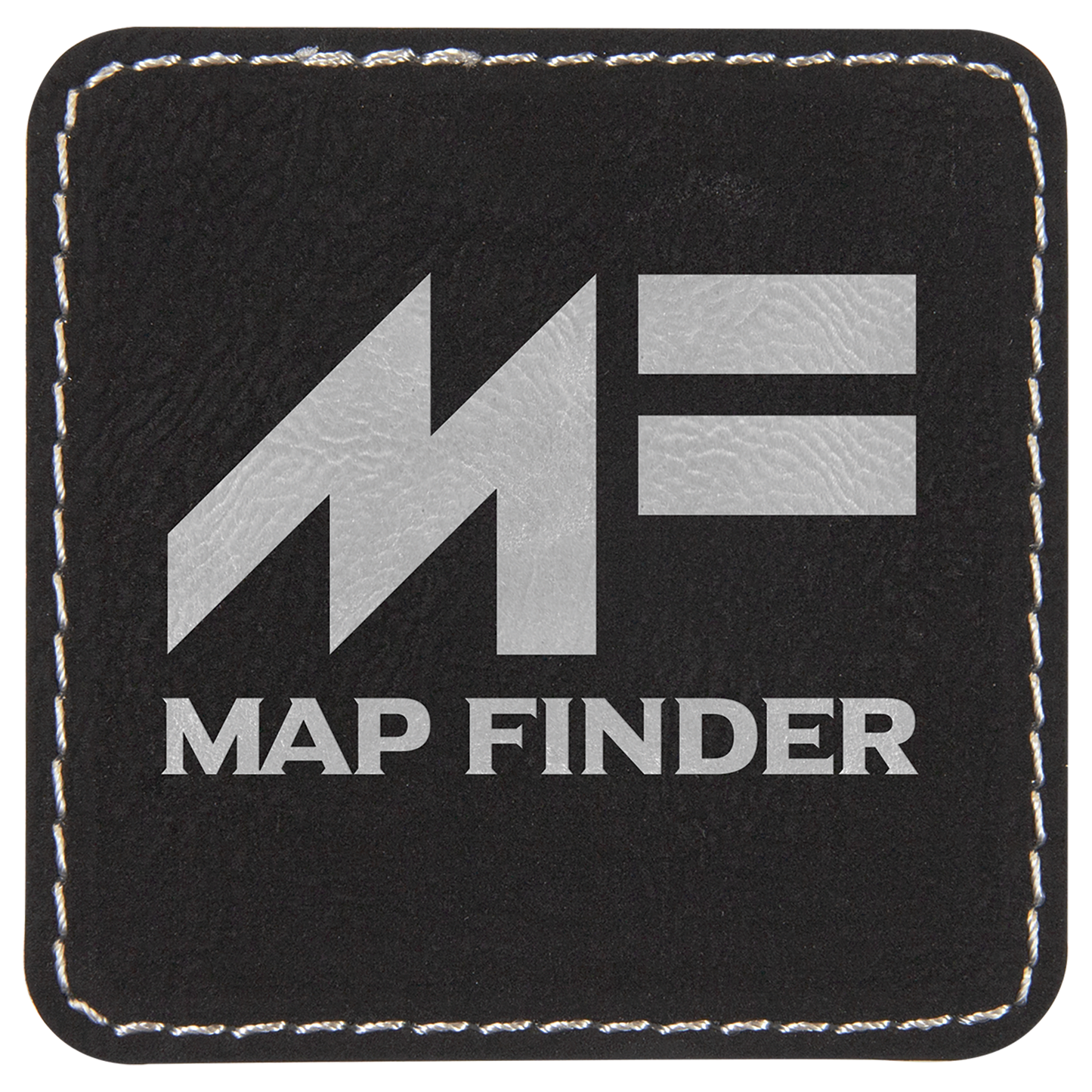 2 1/2" x 2 1/2" Square Black Silver Laserable/DTF/UV DTF Leatherette Patch with Heat Adhesive