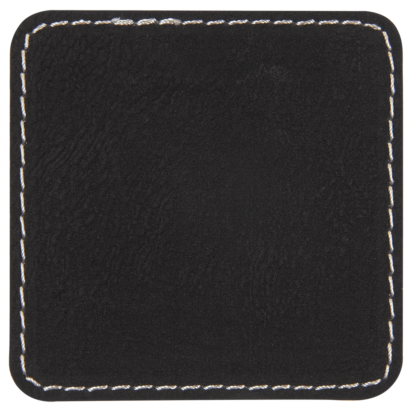 2 1/2" x 2 1/2" Square Black Silver Laserable/DTF/UV DTF Leatherette Patch with Heat Adhesive