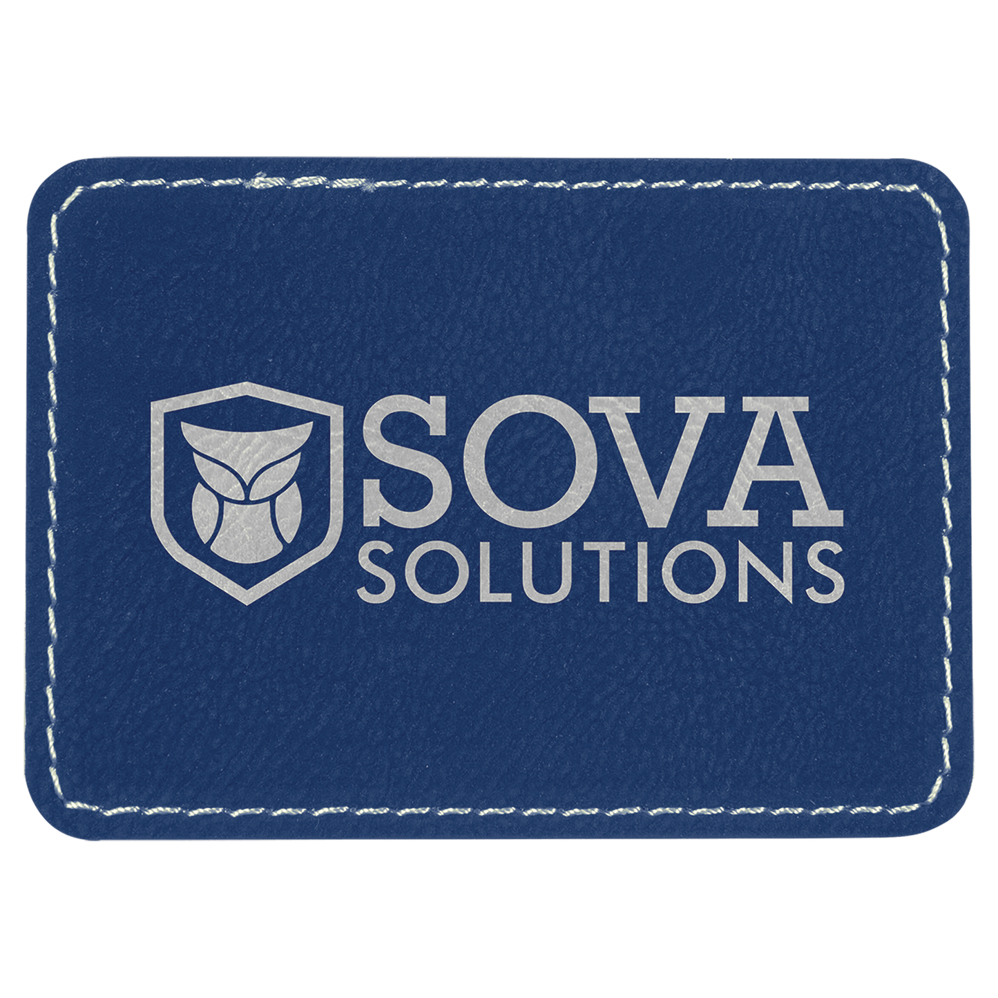 3 1/2" x 2 1/2" Rectangle Blue/Silver Laserable/DTF/UV DTF Leatherette Patch with Heat Adhesive