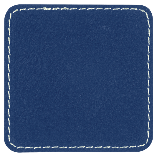 2 1/2" x 2 1/2" Square Blue/Silver Laserable/DTF/UV DTF Leatherette Patch with Heat Adhesive