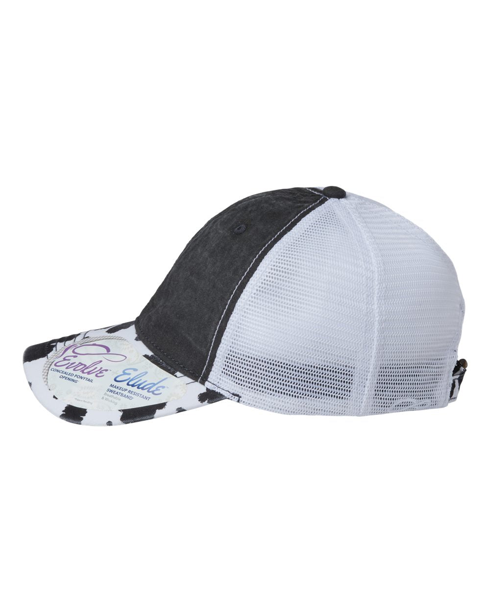 Infinity Her - Women's Printed Visor with Mesh Back Cap - JANET Cow Pattern (Ponytail Hat)