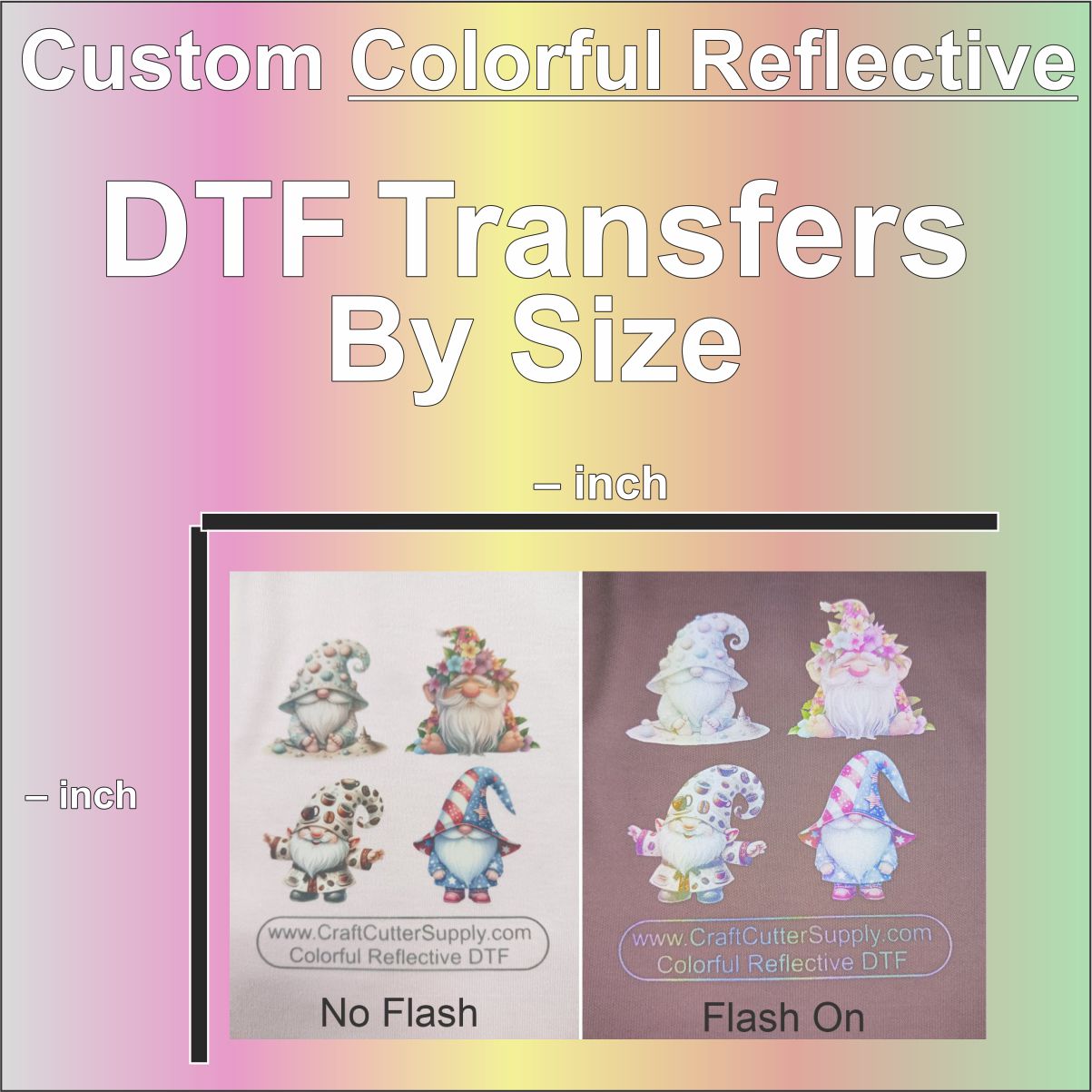 Custom Colorful Reflective DTF Transfers By Size