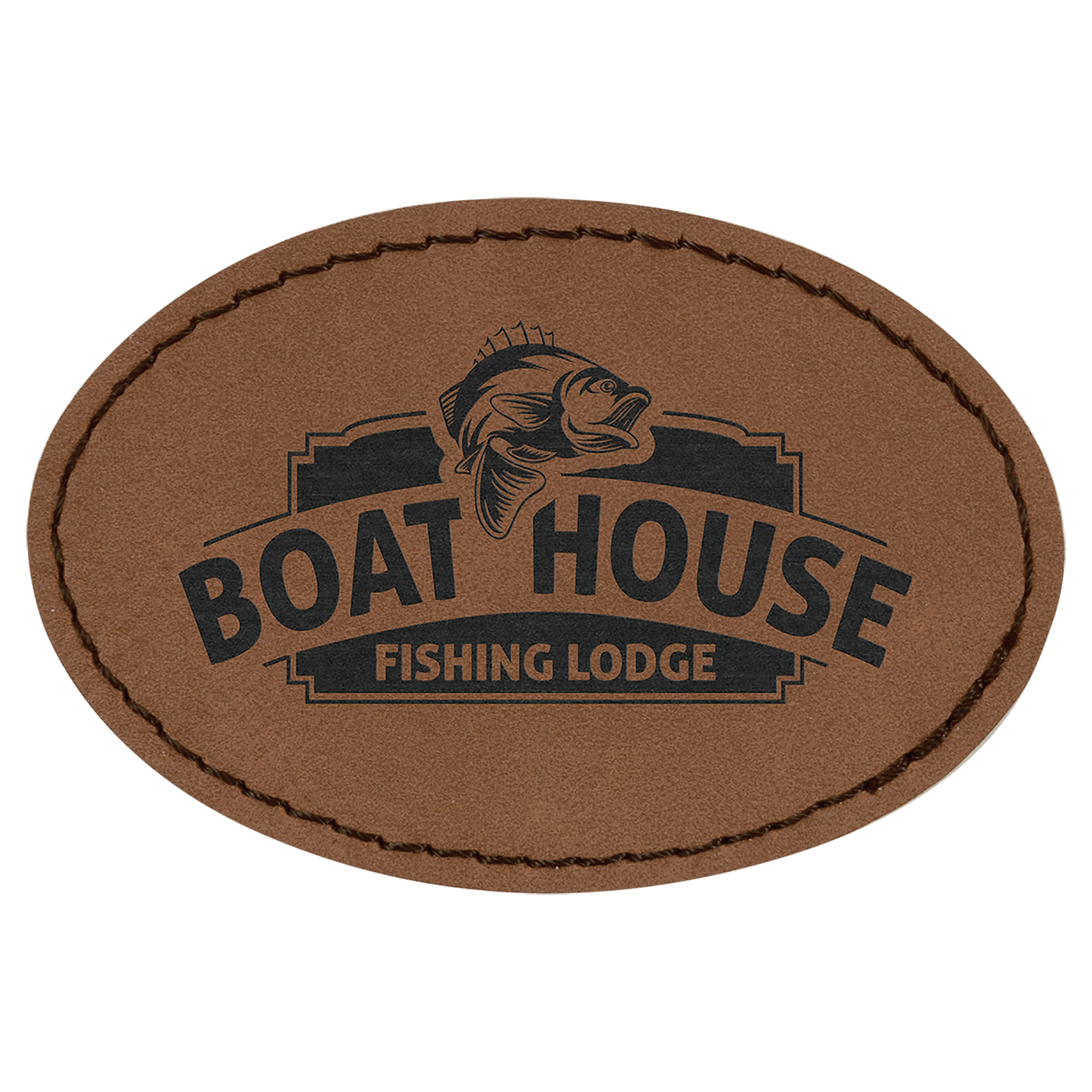 3 1/2" x 2 1/2" Oval Dark Brown Laserable/DTF/UV DTF Leatherette Patch with Heat Adhesive