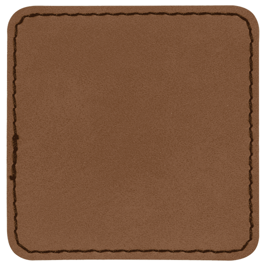 2 1/2" x 2 1/2" Square Dark Brown Laserable/DTF/UV DTF Leatherette Patch with Heat Adhesive