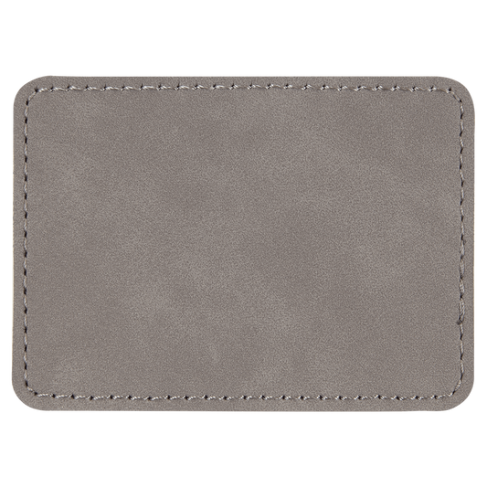3" x 2" Rectangle Gray Laserable/DTF/UV DTF Leatherette Patch with Heat Adhesive