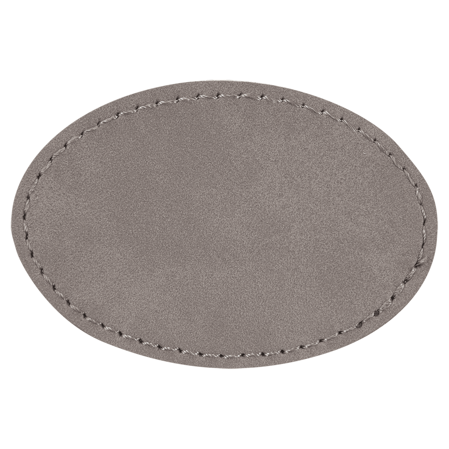 3 1/2" x 2 1/2" Oval Gray Laserable/DTF/UV DTF Leatherette Patch with Heat Adhesive