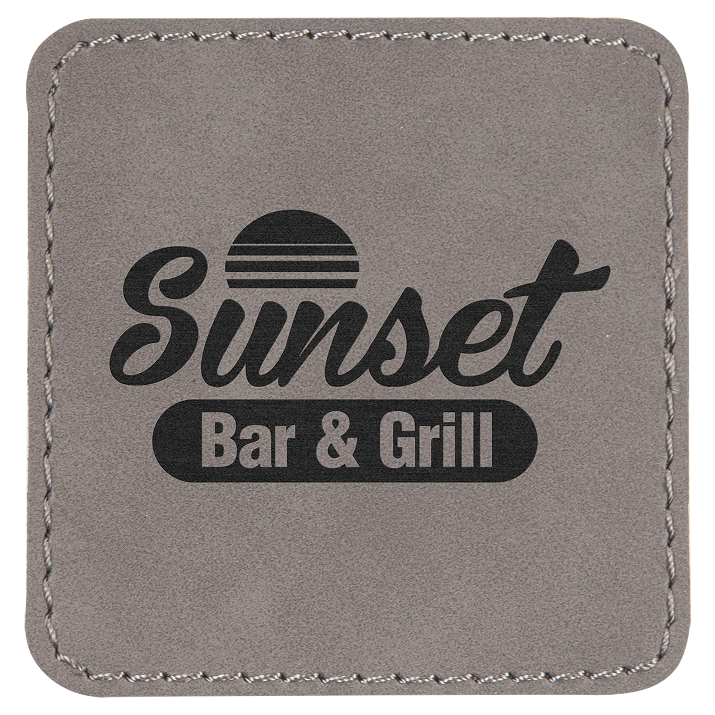 2 1/2" x 2 1/2" Square Gray Laserable/DTF/UV DTF Leatherette Patch with Heat Adhesive