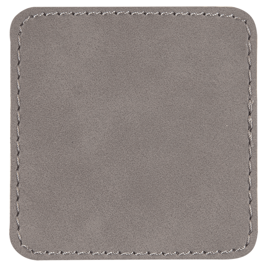 2 1/2" x 2 1/2" Square Gray Laserable/DTF/UV DTF Leatherette Patch with Heat Adhesive