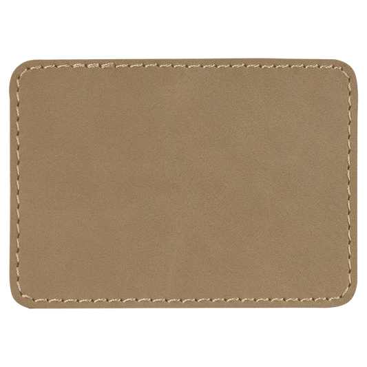 3" x 2" Rectangle Light Brown Laserable/DTF/UV DTF Leatherette Patch with Heat Adhesive