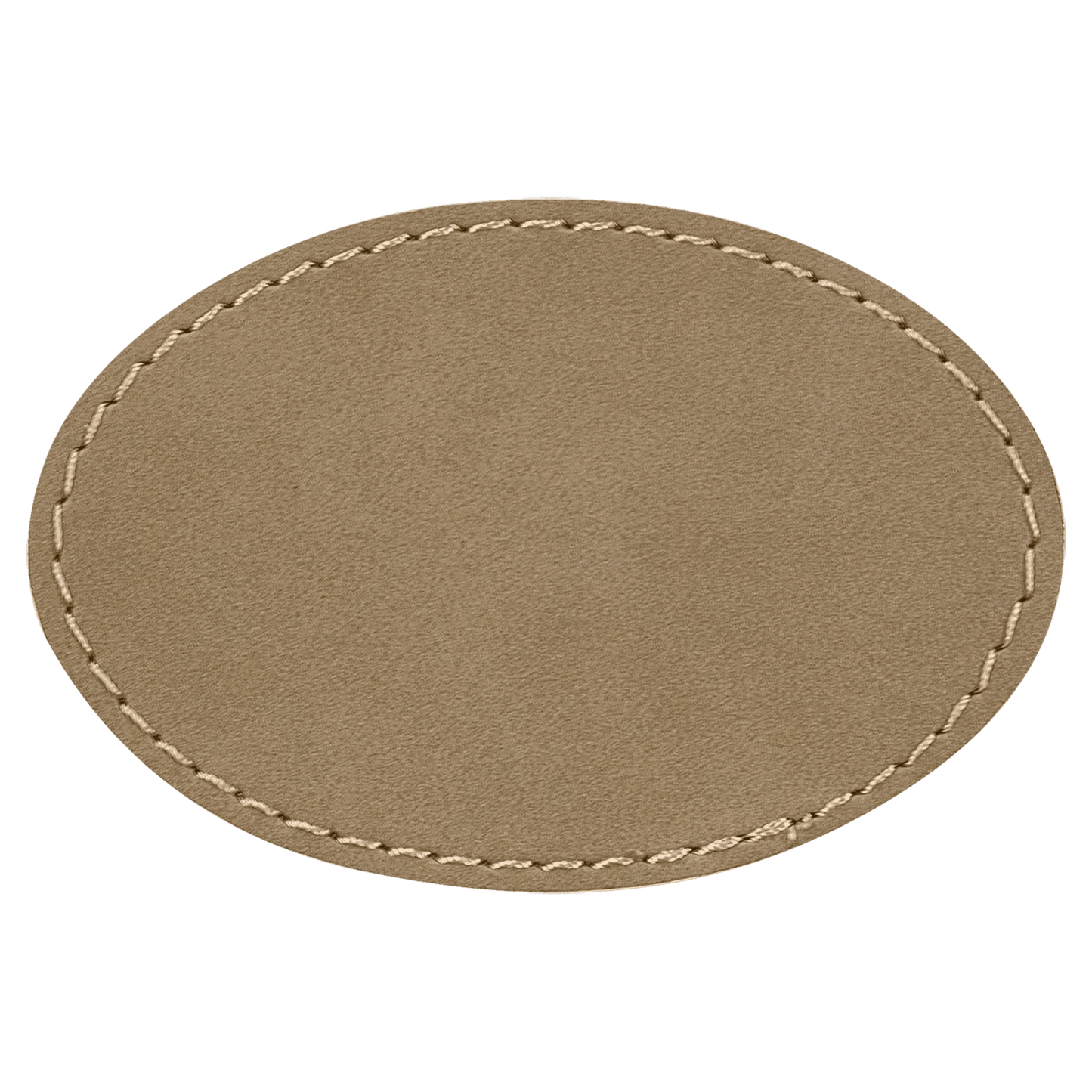 3 1/2" x 2 1/2" Oval Light Brown Laserable/DTF/UV DTF Leatherette Patch with Heat Adhesive