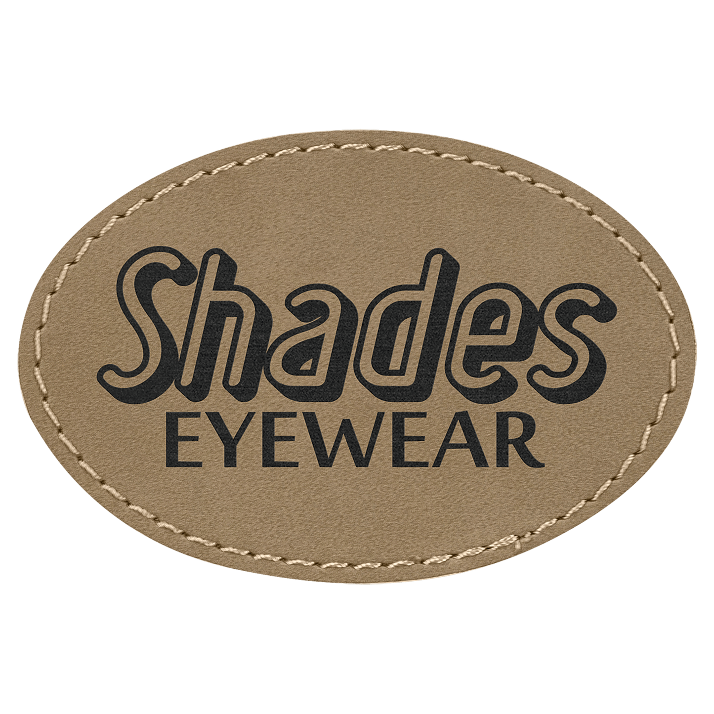 3 1/2" x 2 1/2" Oval Light Brown Laserable/DTF/UV DTF Leatherette Patch with Heat Adhesive