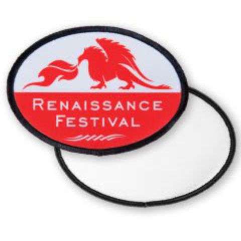 3 1/2" x 2 1/2" Oval Sublimatable Sublimation Patch with Adhesive & Black Border