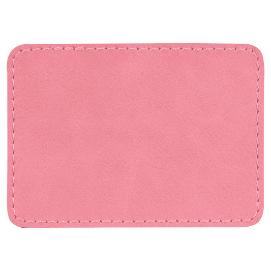 3 1/2" x 2 1/2" Rectangle Pink Laserable/DTF/UV DTF Leatherette Patch with Heat Adhesive