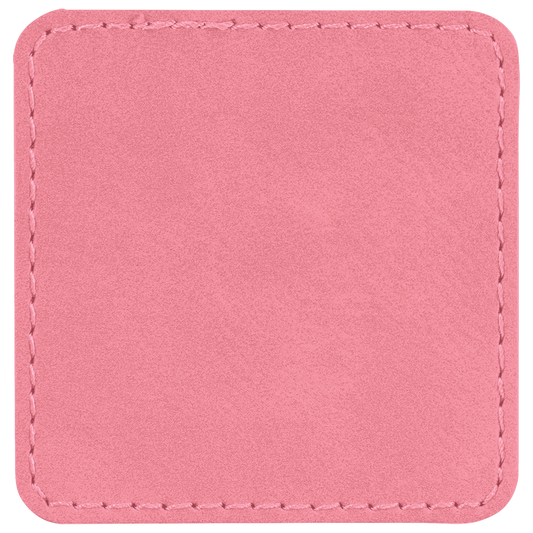 2 1/2" x 2 1/2" Square Pink Laserable/DTF/UV DTF Leatherette Patch with Heat Adhesive