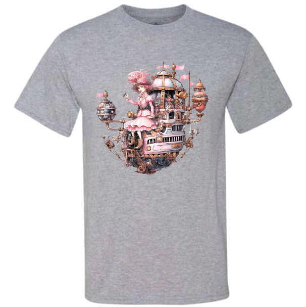 Pink Steampunk Girl Flying (CCS DTF Transfer Only)