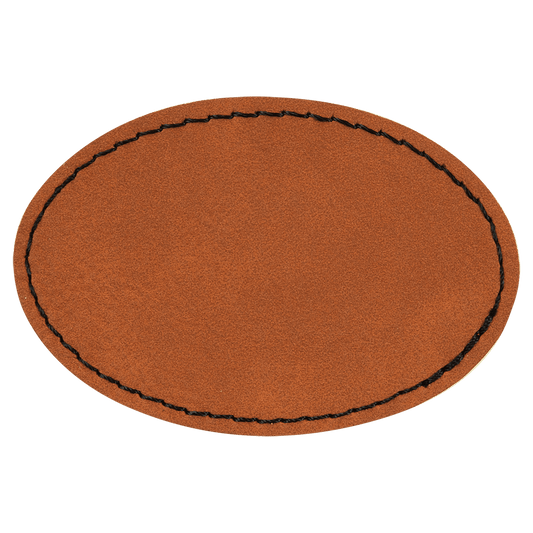 3 1/2" x 2 1/2" Oval Rawhide Laserable/DTF/UV DTF Leatherette Patch with Heat Adhesive