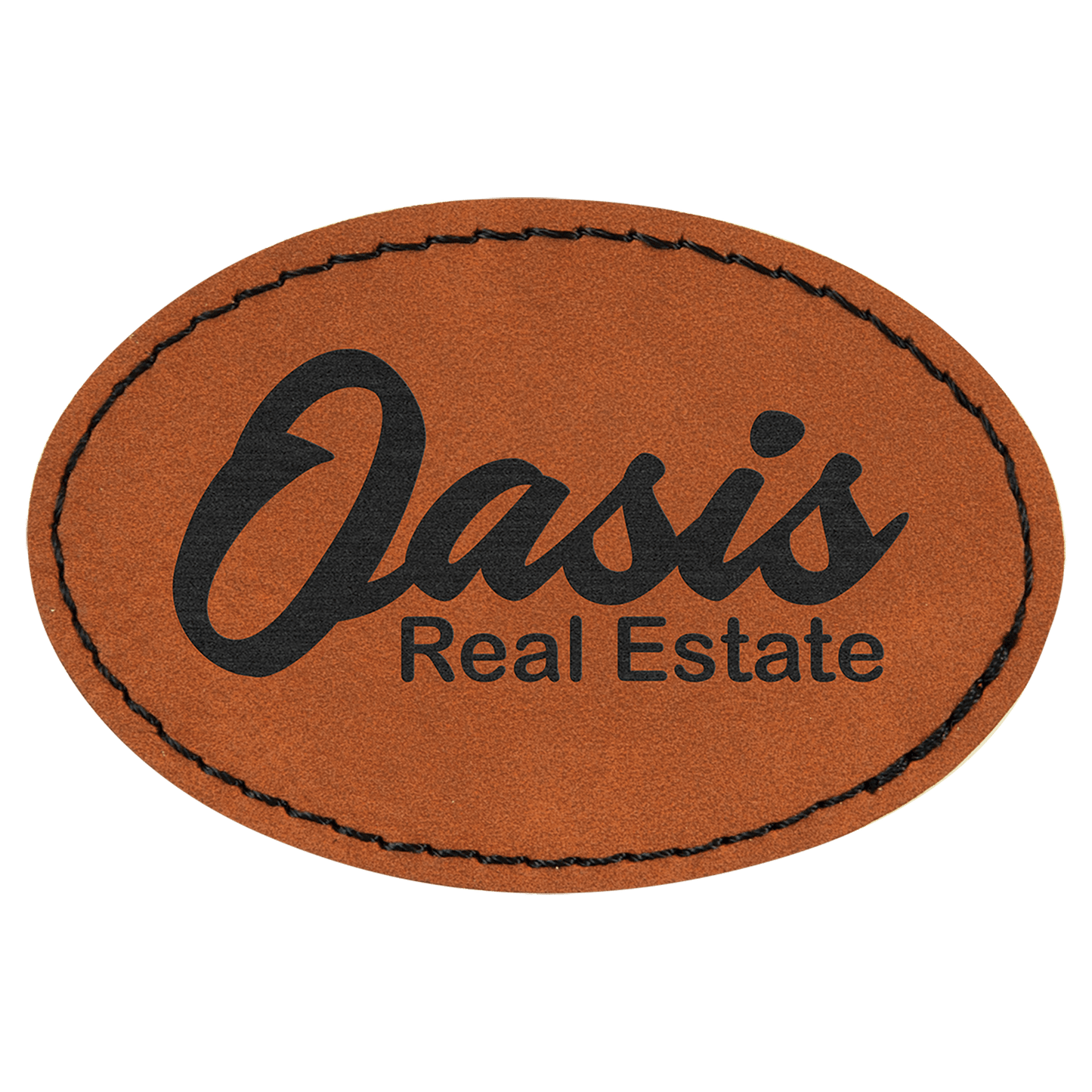 3 1/2" x 2 1/2" Oval Rawhide Laserable/DTF/UV DTF Leatherette Patch with Heat Adhesive