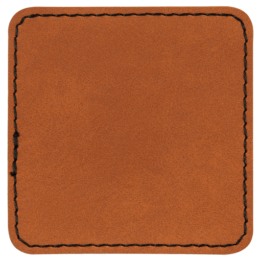 2 1/2" x 2 1/2" Square Rawhide Laserable/DTF/UV DTF Leatherette Patch with Heat Adhesive