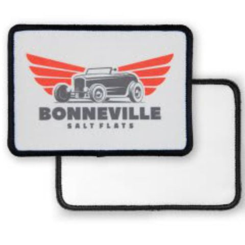 3 1/2" x 2 1/2" Rectangle Sublimatable Sublimation Patch with Adhesive & Black Border
