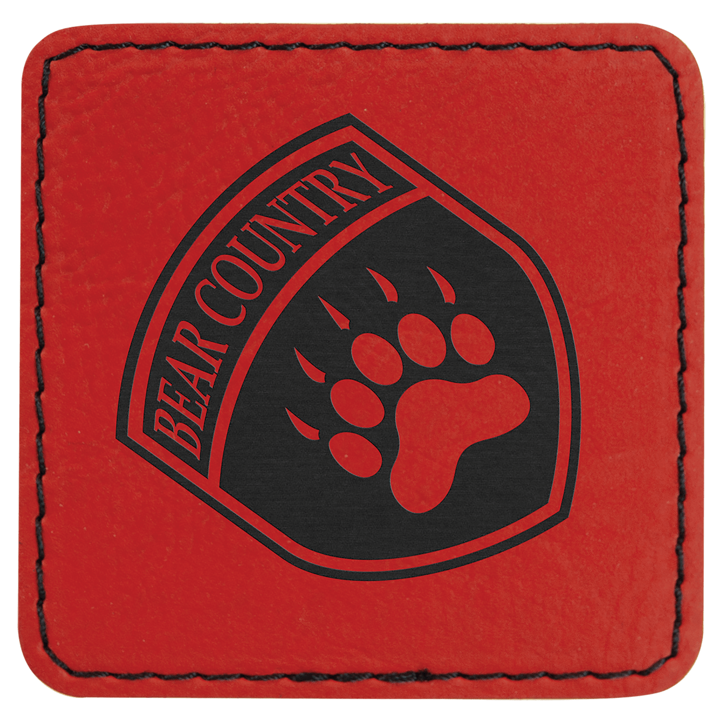 2 1/2" x 2 1/2" Square Red Laserable/DTF/UV DTF Leatherette Patch with Heat Adhesive