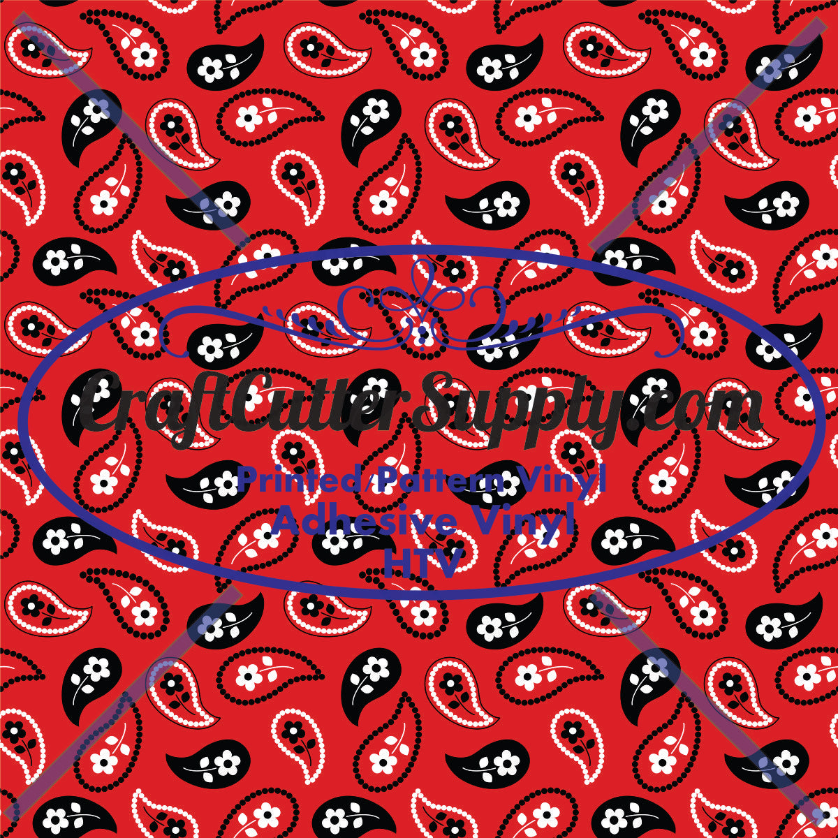 Red Black White Paisley 12x12