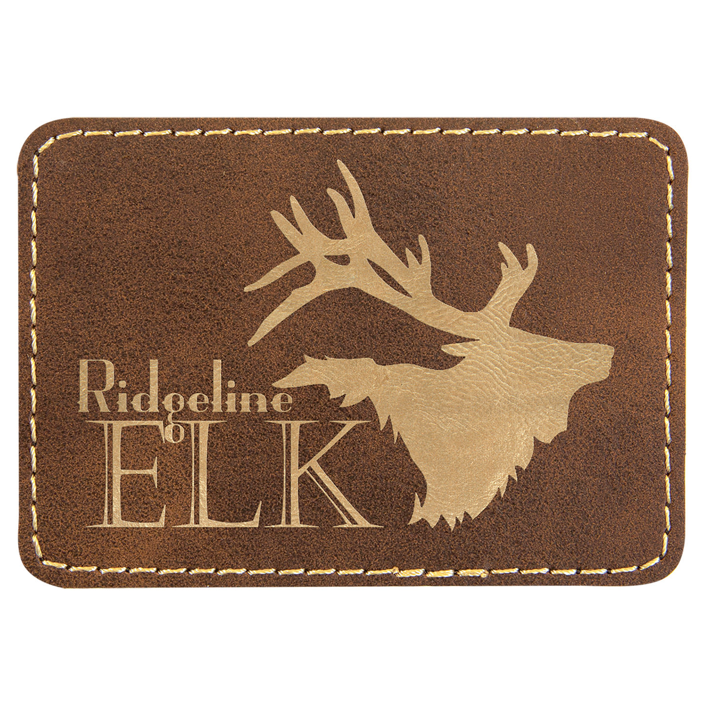 3 1/2" x 2 1/2" Rectangle Rustic/Gold Laserable/DTF/UV DTF Leatherette Patch with Heat Adhesive