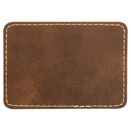 3" x 2" Rectangle Rustic Gold Laserable/DTF/UV DTF Leatherette Patch with Heat Adhesive