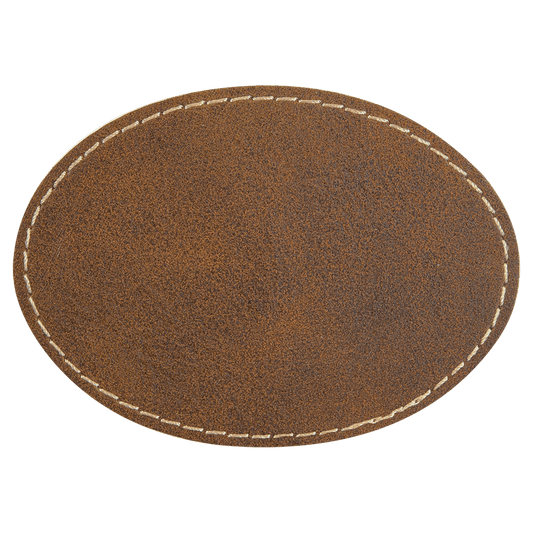 3 1/2" x 2 1/2" Oval Rustic/Gold Laserable/DTF/UV DTF Leatherette Patch with Heat Adhesive