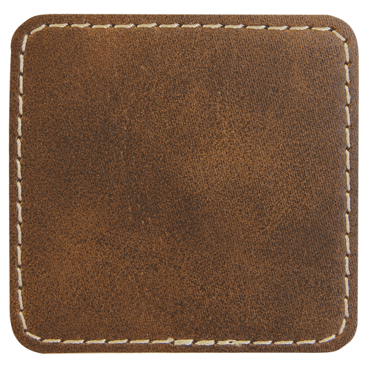 2 1/2" x 2 1/2" Square Rustic/Gold Laserable/DTF/UV DTF Leatherette Patch with Heat Adhesive
