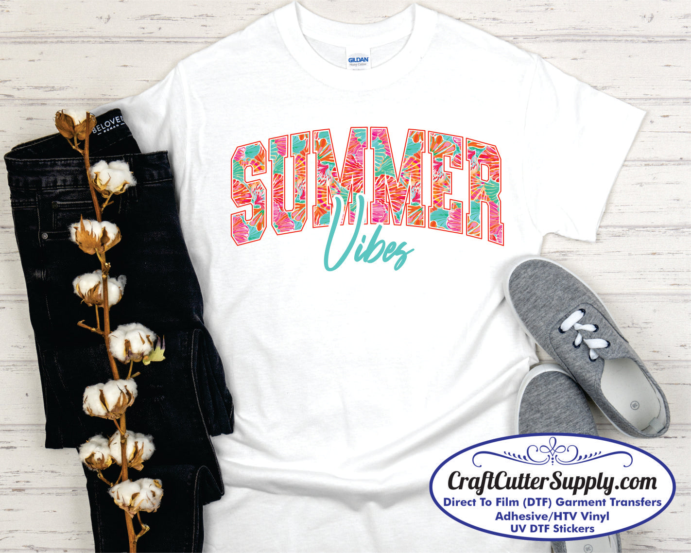 Summer Vibes Pink Floral (CCS DTF Transfer Only)