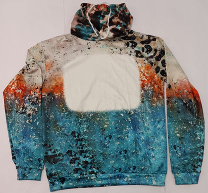 100% Polyester Sublimation Hoodie - Teal Bottom Tan Top 2 (Read Full Description)