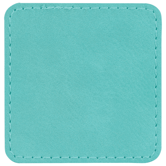 2 1/2" x 2 1/2" Square Teal Laserable/DTF/UV DTF Leatherette Patch with Heat Adhesive