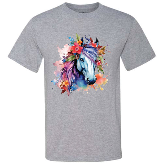Watercolor Horse Floral (CCS DTF Transfer Only)