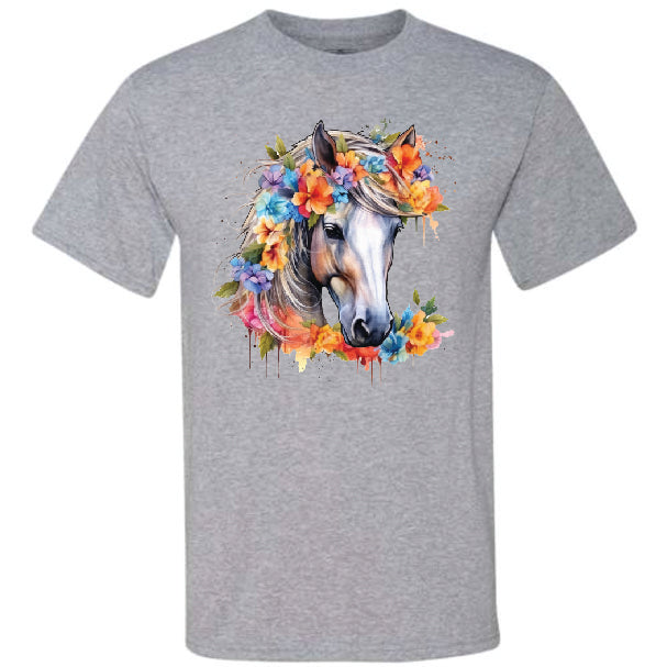 Watercolor Horse Flower (CCS DTF Transfer Only)