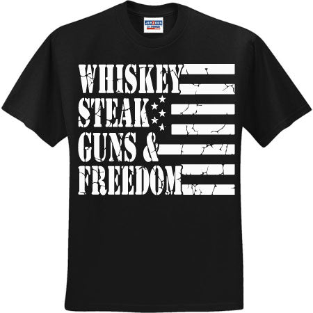 Whiskey Steak Guns & Freedom White (CCS DTF Transfer Only)