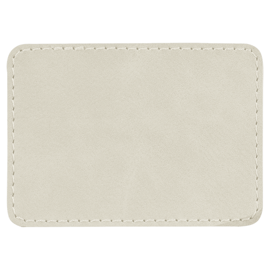 3" x 2" Rectangle White Laserable/DTF/UV DTF Leatherette Patch with Heat Adhesive