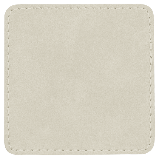 3" x 3" Square White Laserable/DTF/UV DTF Leatherette Patch with Heat Adhesive