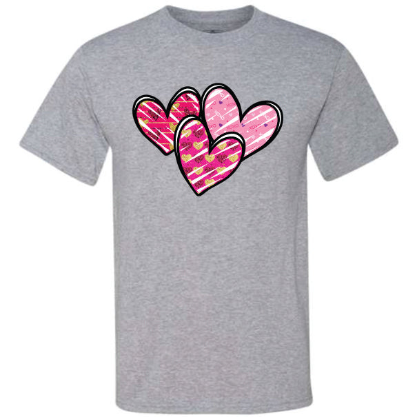 3 pink hearts (CCS DTF Transfer Only)